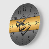 金ゴールドとグレーのステンレス鋼金属 ラージ壁時計 (傾斜)