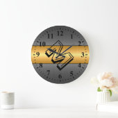 金ゴールドとグレーのステンレス鋼金属 ラージ壁時計 (ホーム)