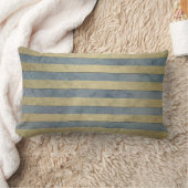 金ゴールドとグレーのストライプパターン ランバークッション (ブランケット)