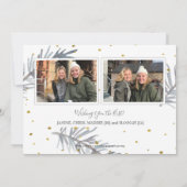 金ゴールドとグレーのフォトホリデーカード 案内状 (裏面)