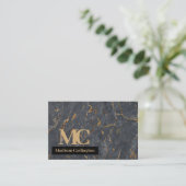 金ゴールドとグレーの大理石テクスチャ 名刺 (スタンド正面)