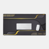 金ゴールドとグレーゲームデザインモノグラカスタムム デスクマット (キーボード&マウス)
