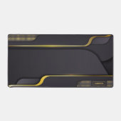 金ゴールドとグレーゲームデザインモノグラカスタムム デスクマット (正面)