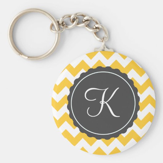 金ゴールドとグレージグザグカスタムイニシャル キーホルダー (正面)