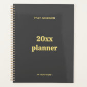 金ゴールドとグレービジネスロゴモノグラム プランナー手帳 (正面)