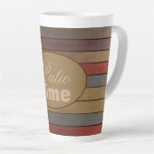 金ゴールドとグレーブルーストライプ カフェラテマグ (右アングル)