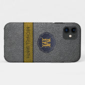 金ゴールドとグレーレザー Case-Mate iPhoneケース (裏面(横))