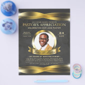 金ゴールドとグレー牧師の感謝の教会サービス チラシ (シングル)