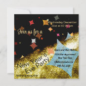 金ゴールドとコンフェティスの招待で新年( 2026 ) 招待状 (裏面)