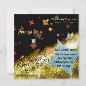金ゴールドとコンフェティスの招待で新年( 2026 ) 招待状 (裏面)