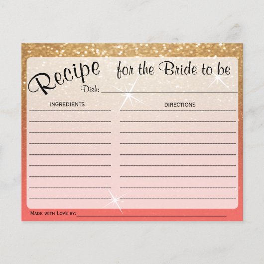 金ゴールドとコーラルブライドto beレシピカード (正面)