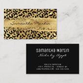 金ゴールドとゴールデンフォイルヒョウのブラシストローク 名刺 (正面/裏面)