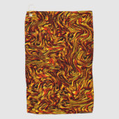 金ゴールドとサンゴまたは鮮やかな赤のテクスチャ ゴルフタオル (正面)