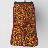 金ゴールドとサンゴまたは鮮やかな赤のテクスチャ ゴルフヘッドカバー (回転90)