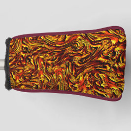 金ゴールドとサンゴまたは鮮やかな赤のテクスチャ ゴルフヘッドカバー