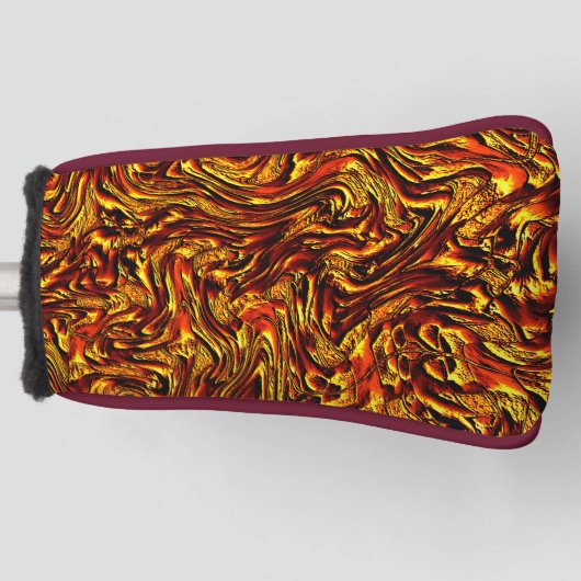 金ゴールドとサンゴまたは鮮やかな赤のテクスチャ ゴルフヘッドカバー (正面)