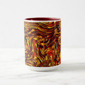 金ゴールドとサンゴまたは鮮やかな赤のテクスチャ マグカップ (中央)