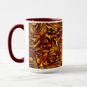 金ゴールドとサンゴまたは鮮やかな赤のテクスチャ マグカップ (左)