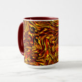 金ゴールドとサンゴまたは鮮やかな赤のテクスチャ マグカップ (正面左)
