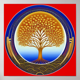 金ゴールドとシアンツリー・オブ・ライフ・ポスター ポスター