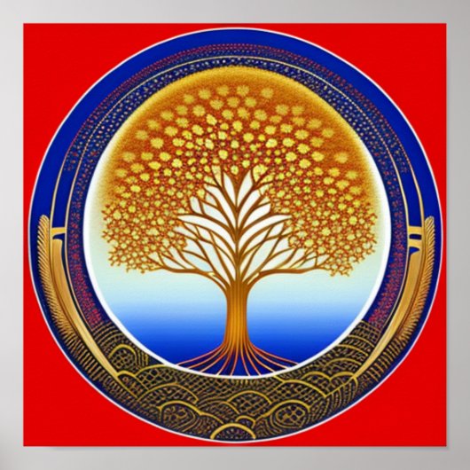金ゴールドとシアンツリー・オブ・ライフ・ポスター ポスター (正面)