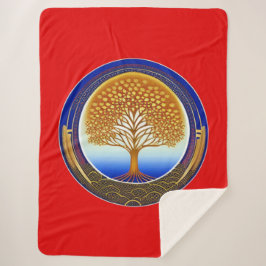 金ゴールドとシアンツリー シェルパブランケット