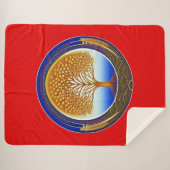 金ゴールドとシアンツリー シェルパブランケット (正面(横))