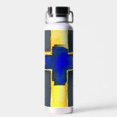 金ゴールドとシアン水色クロスウォーターボトル ウォーターボトル (背面)
