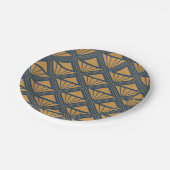 金ゴールドとシャクナゲのダークブルーアールデコデザイン ペーパープレート (アングル)