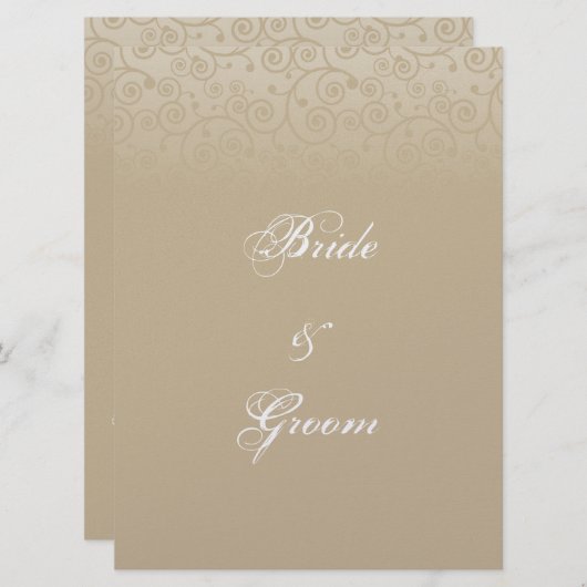 金ゴールドとシャンパンの渦巻き旋回の座席表 招待状 (正面/裏面)