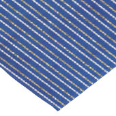 金ゴールドとシルバーのグリッターライン(青) ショートテーブルランナー (コーナー)