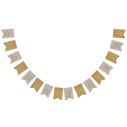 金ゴールドとシルバーの新年 バンティングフラッグ (全)