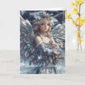 金ゴールドとシルバーエンジェルクリスマス カード (黄色い花)