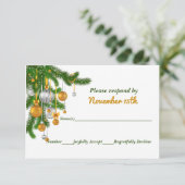 金ゴールドとシルバーオーナメントオン支店ウェディングRSVP 招待状 (スタンド正面)