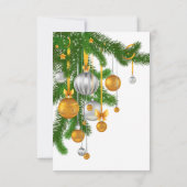 金ゴールドとシルバーオーナメントオン支店ウェディングRSVP 招待状 (裏面)