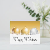 金ゴールドとシルバーオーナメントズホリデイ シーズンポストカード (スタンド正面)