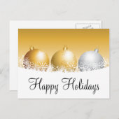 金ゴールドとシルバーオーナメントズホリデイ シーズンポストカード (正面/裏面)