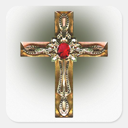 金ゴールドとシルバークロス スクエアシール (正面)