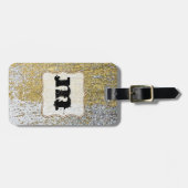 金ゴールドとシルバーグランジモノグラム荷物タグ ラゲッジタグ (正面横)