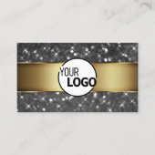 金ゴールドとシルバーグリッターの発光スターズのロゴモダン 名刺 (正面)