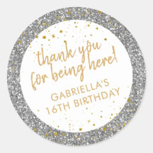 金ゴールドとシルバーグリッターサンクスユキュ誕生日のお願い