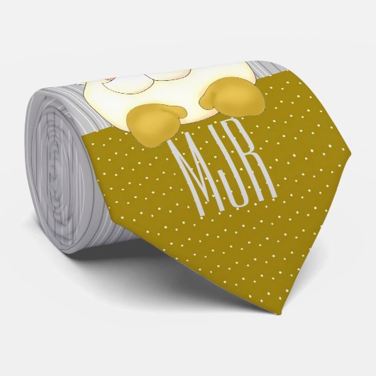 金ゴールドとシルバーモノグラムのサンタ ネクタイ (ロール)