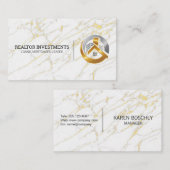 金ゴールドとシルバー実在エステートロゴ |黄金大理石 名刺 (正面/裏面)