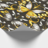 金ゴールドとシルバー蝶 ラッピングペーパー (角)