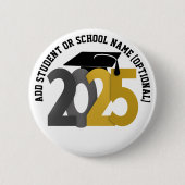金ゴールドとシルバー2025年卒業 缶バッジ (正面)