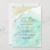 金ゴールドとシンプルグリーンのミニマリストSipと参照 招待状 (正面)