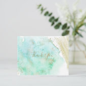 金ゴールドとシンプルグリーンミニマリストありがとう ポストカード (スタンド正面)