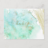 金ゴールドとシンプルグリーンミニマリストありがとう ポストカード (正面)