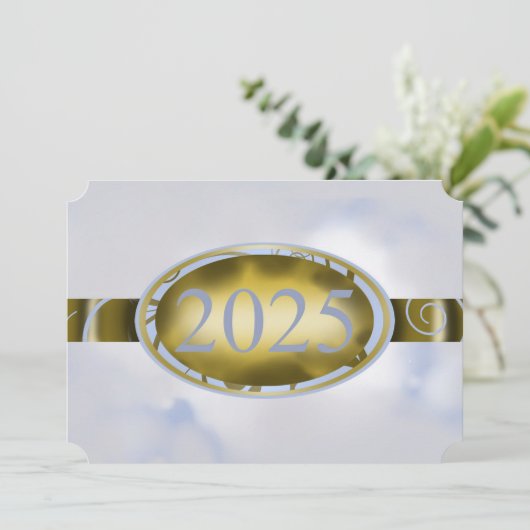 金ゴールドとスカイブルー卒業フローラ2025パーティー 招待状 (スタンド正面)