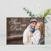 金ゴールドとスクリプモダント日付カードの保存 セーブザデート (スタンド正面)